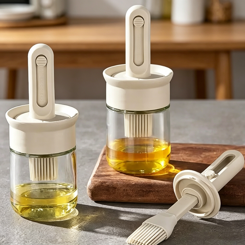Kitchen Glass Baking Set - Glass Oil Bottle Food-grade Heat-resistant Silicone