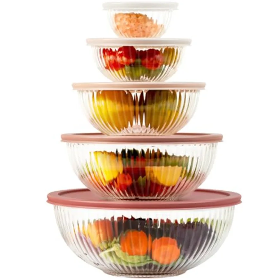 Kitchen Glass Baking Set - Glass Mixing Bowls with Lids Sets,