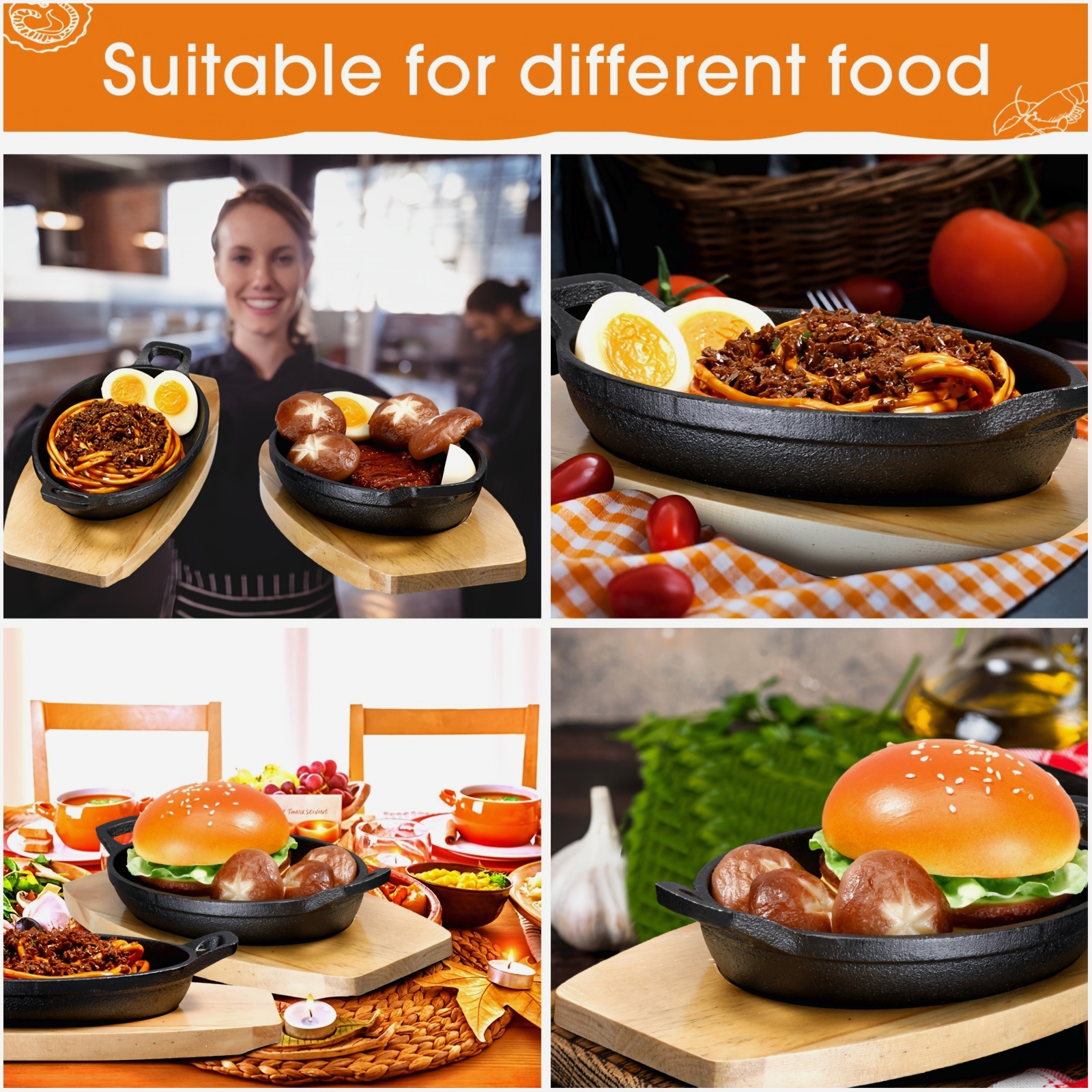 Kitchen Glass Baking Set - Set of 4 Mini Cast Iron