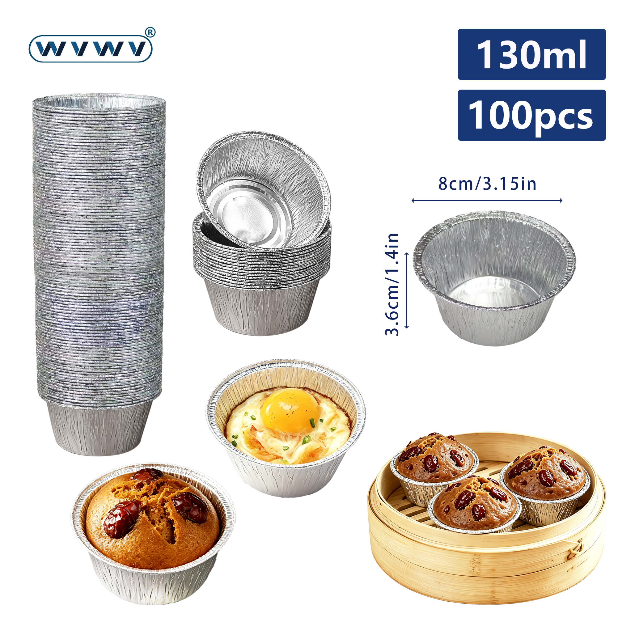 Kitchen Baking Oven - 100Pcs/130Ml Mini Aluminum Foil Cake Cups