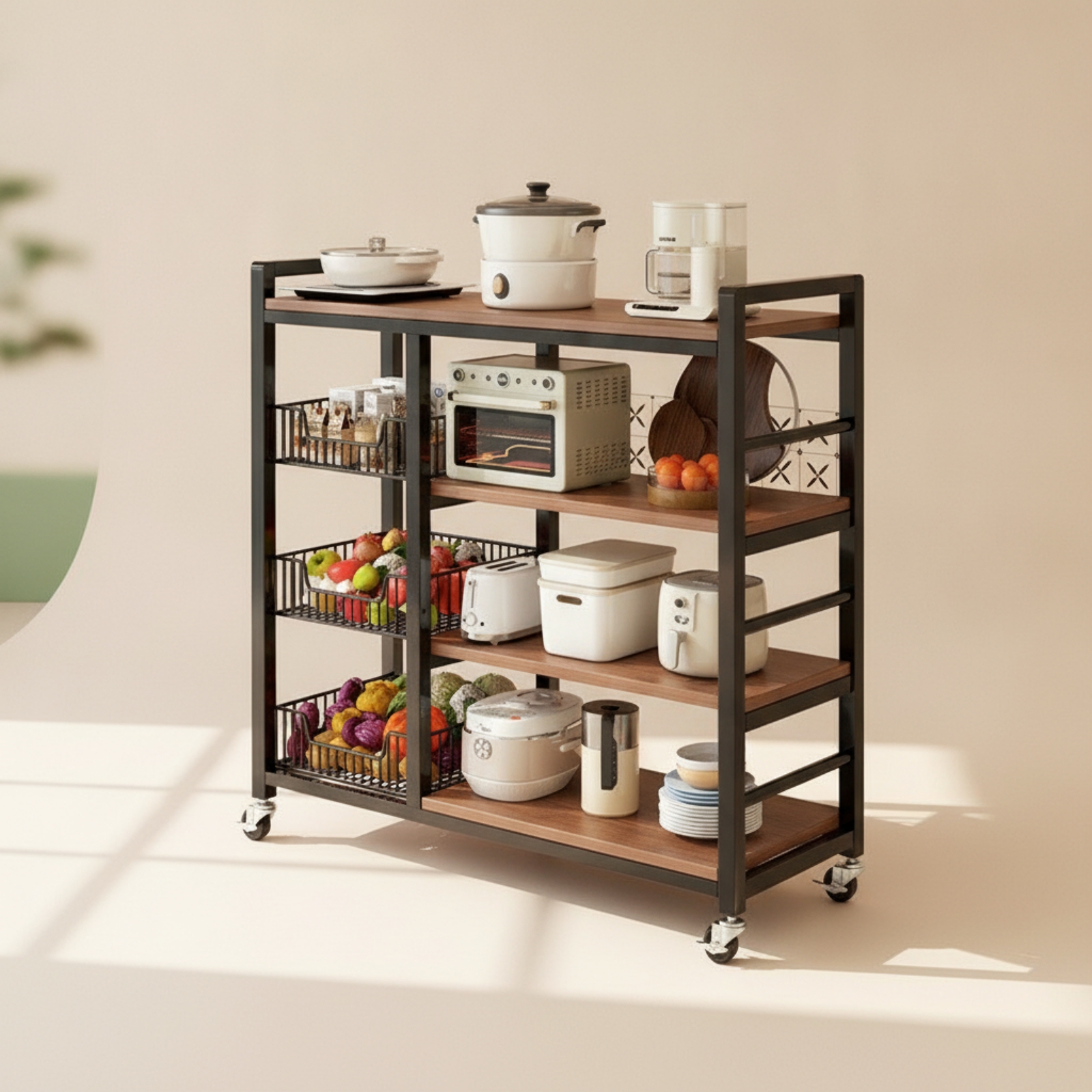 Kitchen Baking Cart - Kitchen Storage Rack Multi-Tier Kitchen Cart