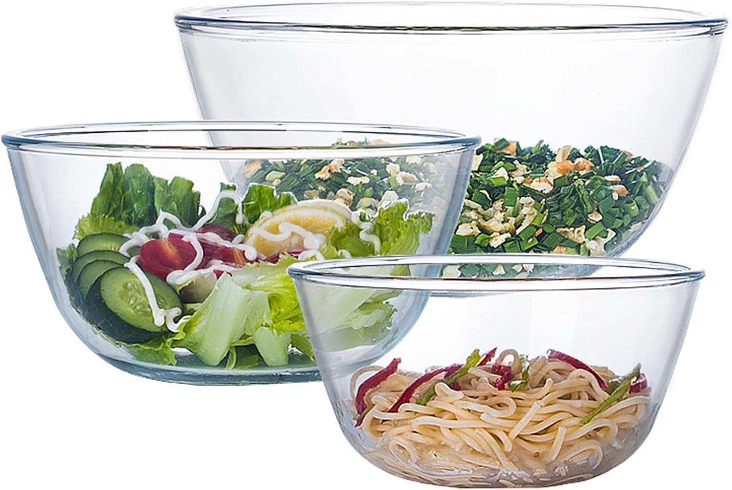 Kitchen Glass Baking Set - Glass Mixing Bowl Set of 3
