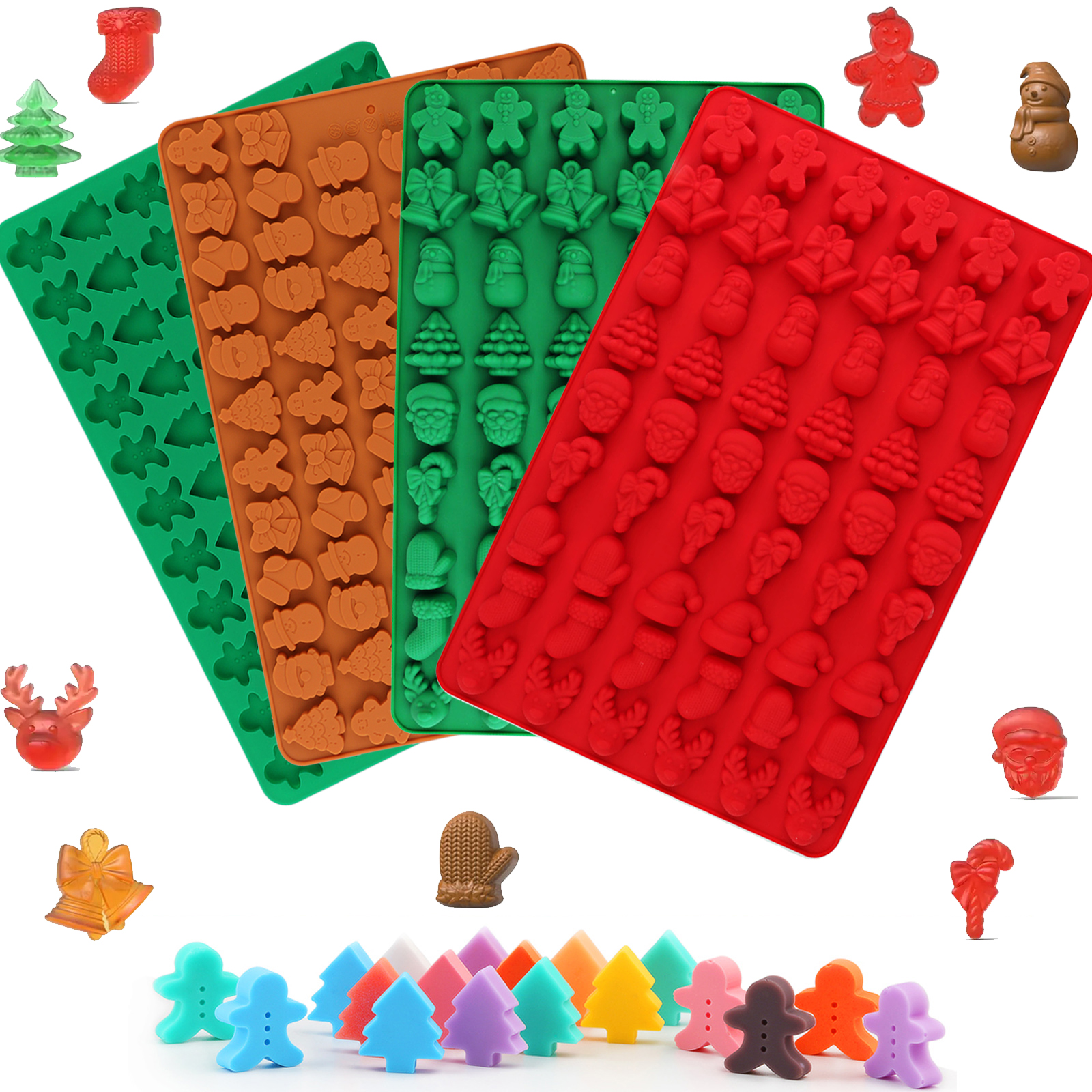 Silicone Cake Mold - Four Types of Christmas-Themed Silicone Candy