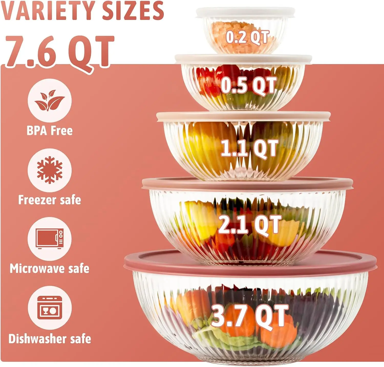 Glass Mixing Bowls with Lids S - Kitchen Glass Baking Set avis et prix