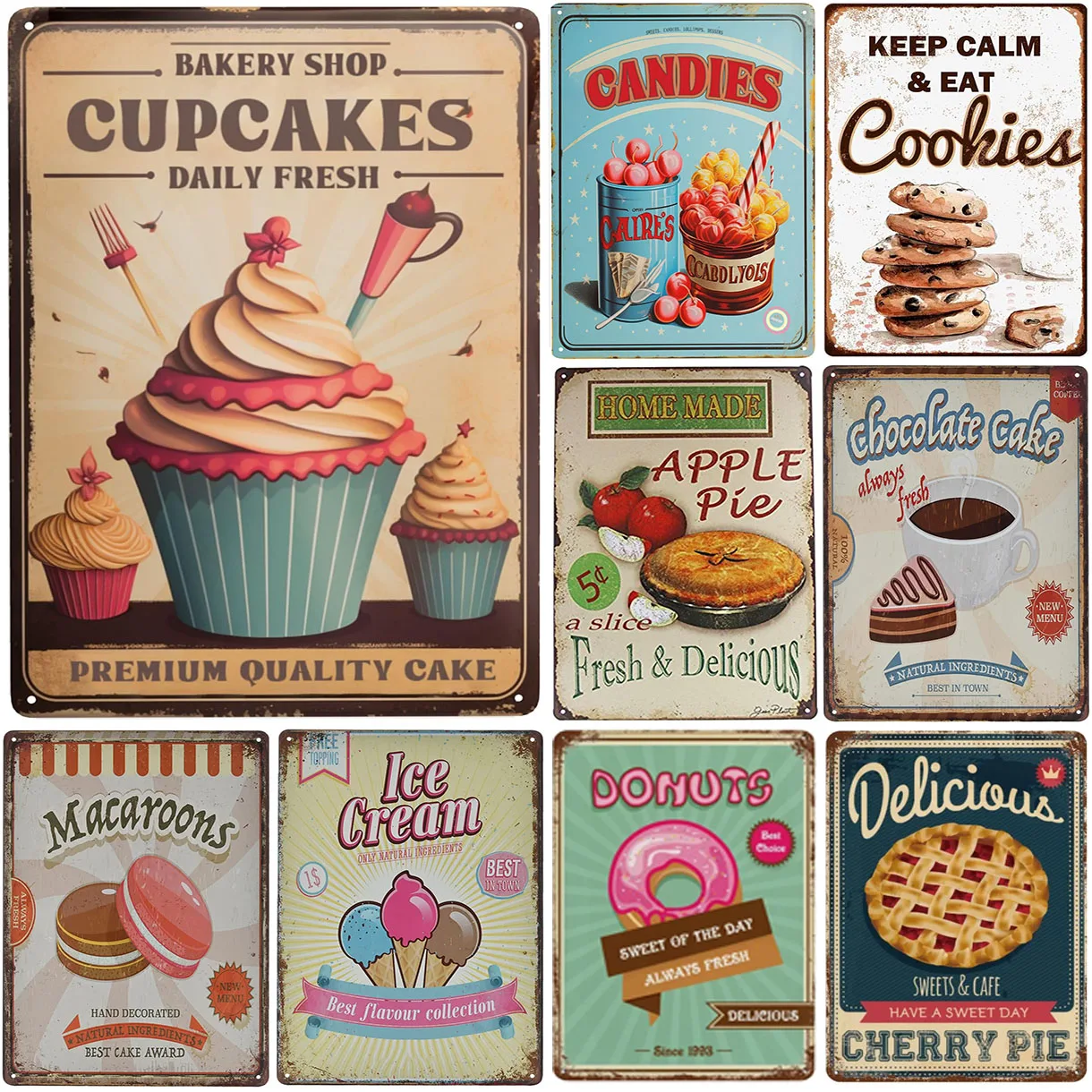 HD Tin Sign Vintage Bakery Des - Kitchen Set Bakery avis et prix