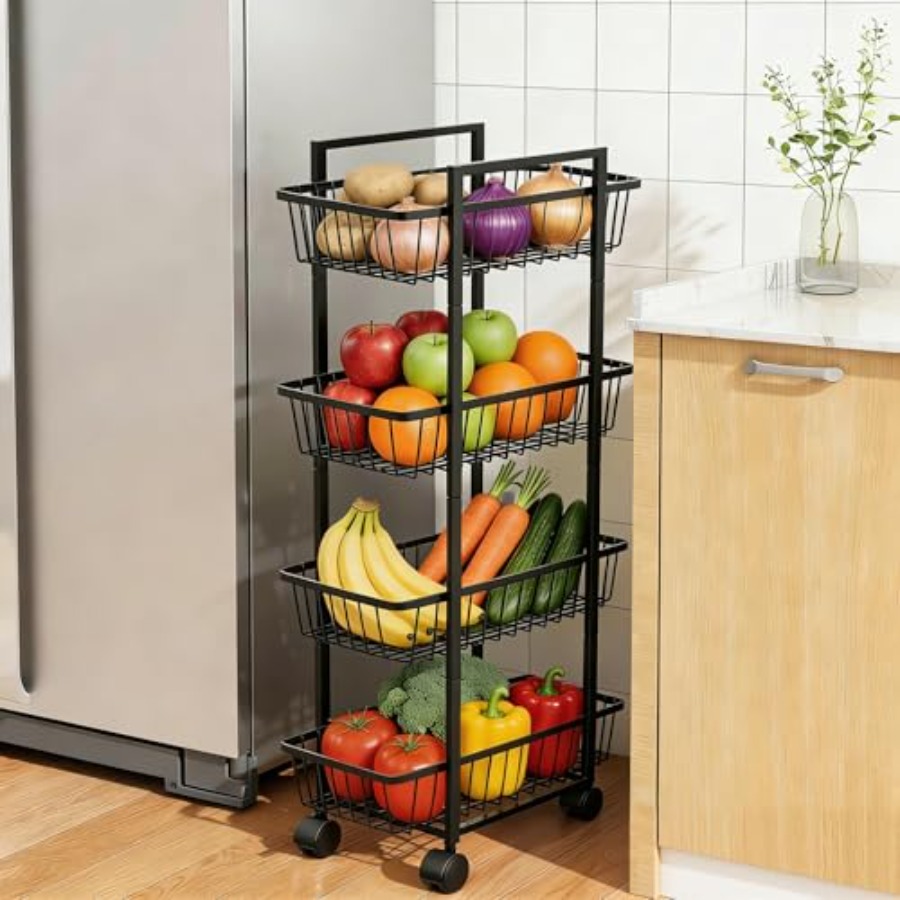 Rolling Fruit Vegetable Basket - Kitchen Baking Cart avis et prix