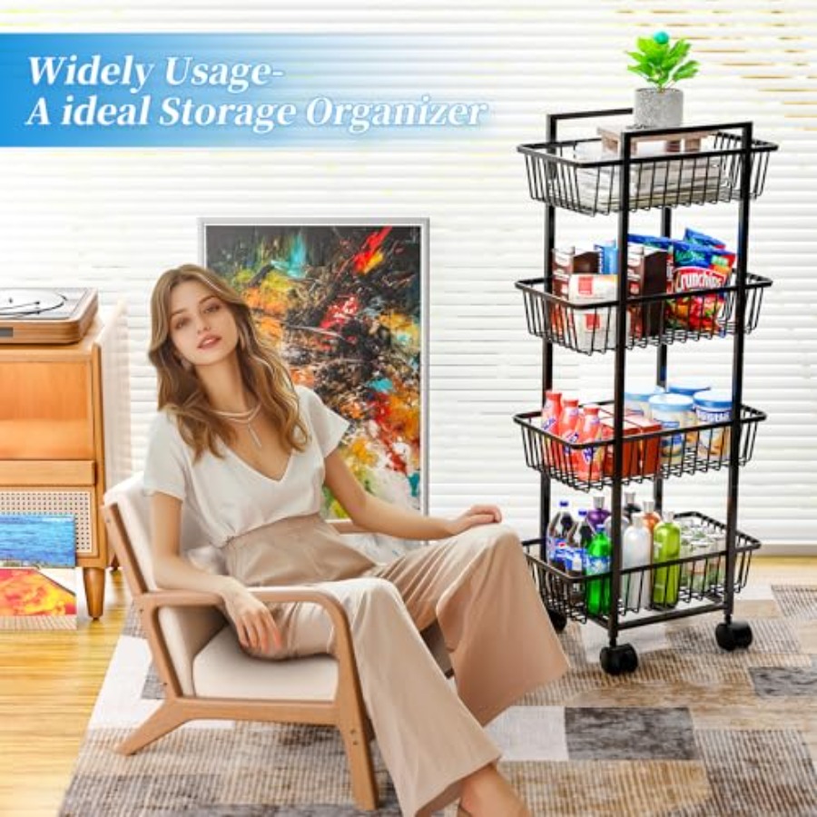 Rolling Fruit Vegetable Basket - Kitchen Baking Cart avis et prix