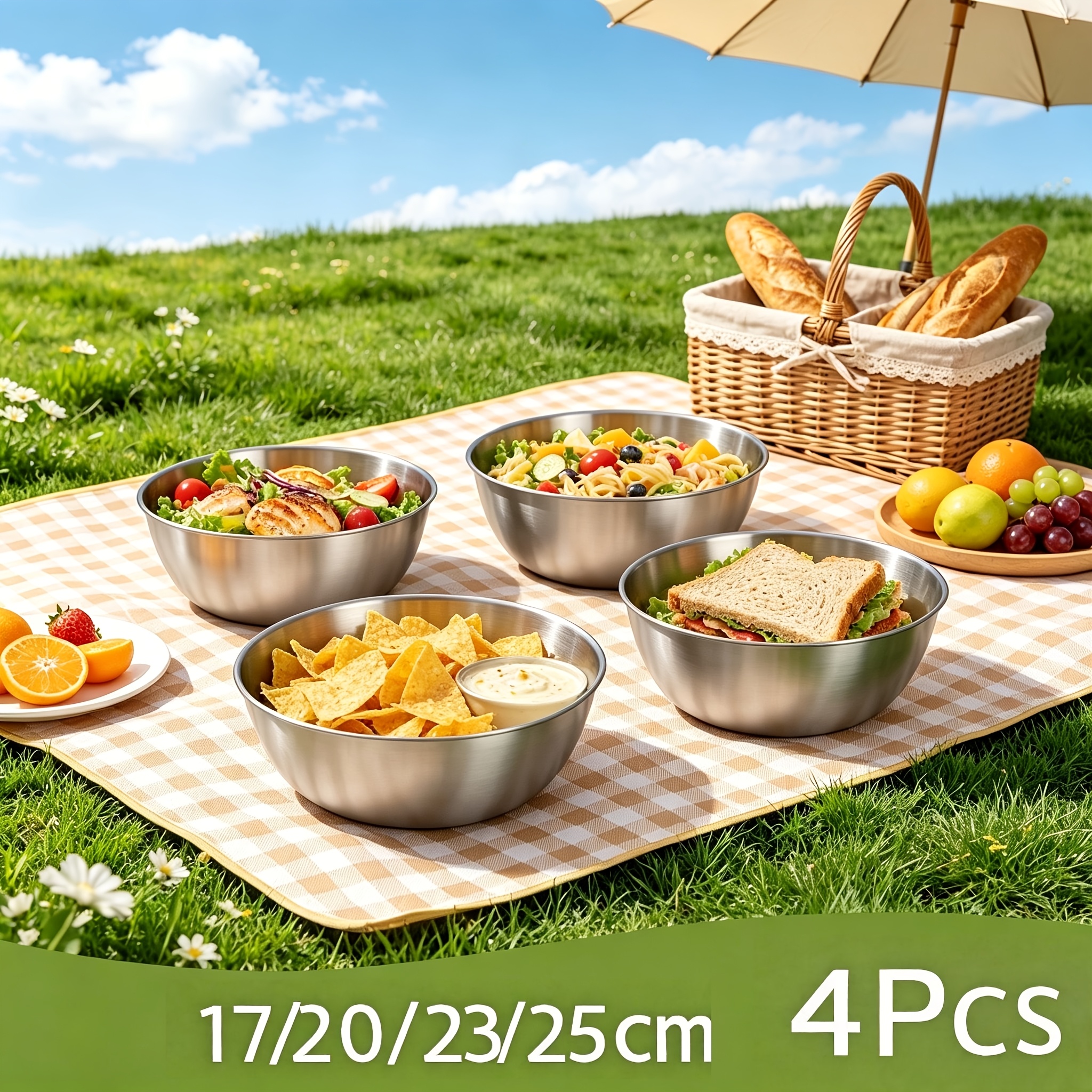 4Pcs, 17/20/23/25cm Multifunct - Kitchen Baking Bowls avis et prix