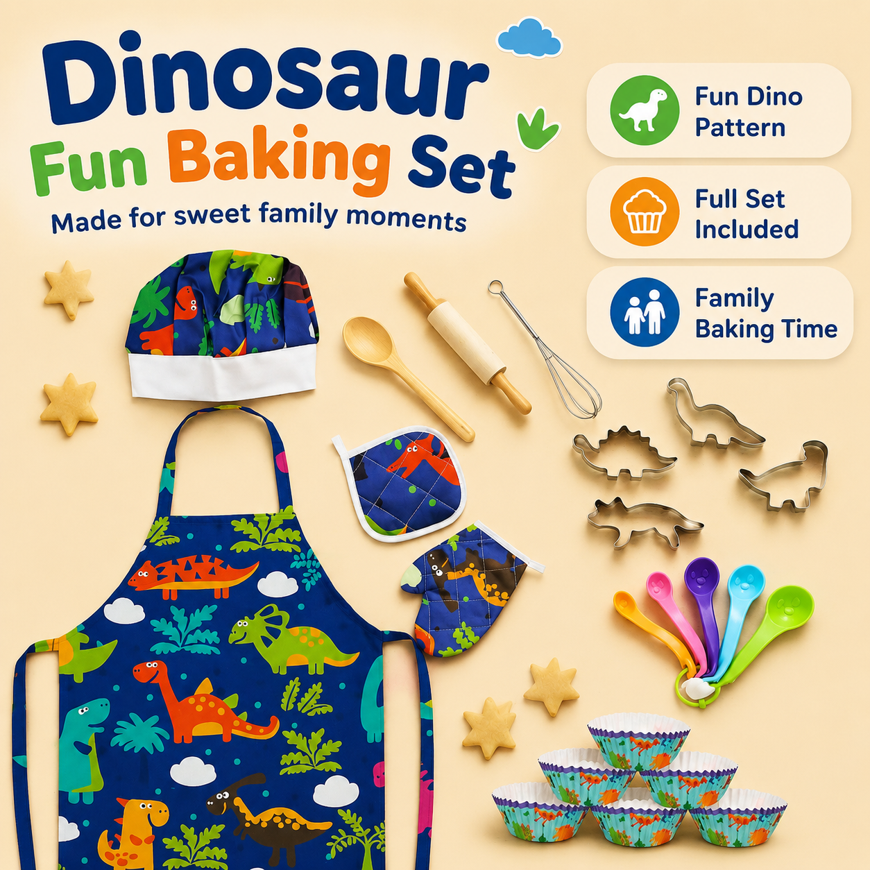 Dinosaur Kids Baking Set Chef  - Baking Kitchen For Kids avis et prix