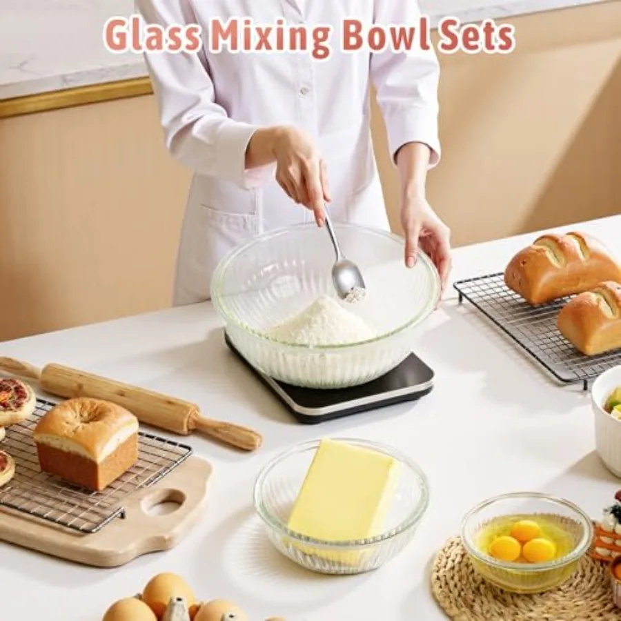 Glass Mixing Bowls with Lids S - Kitchen Glass Baking Set avis et prix