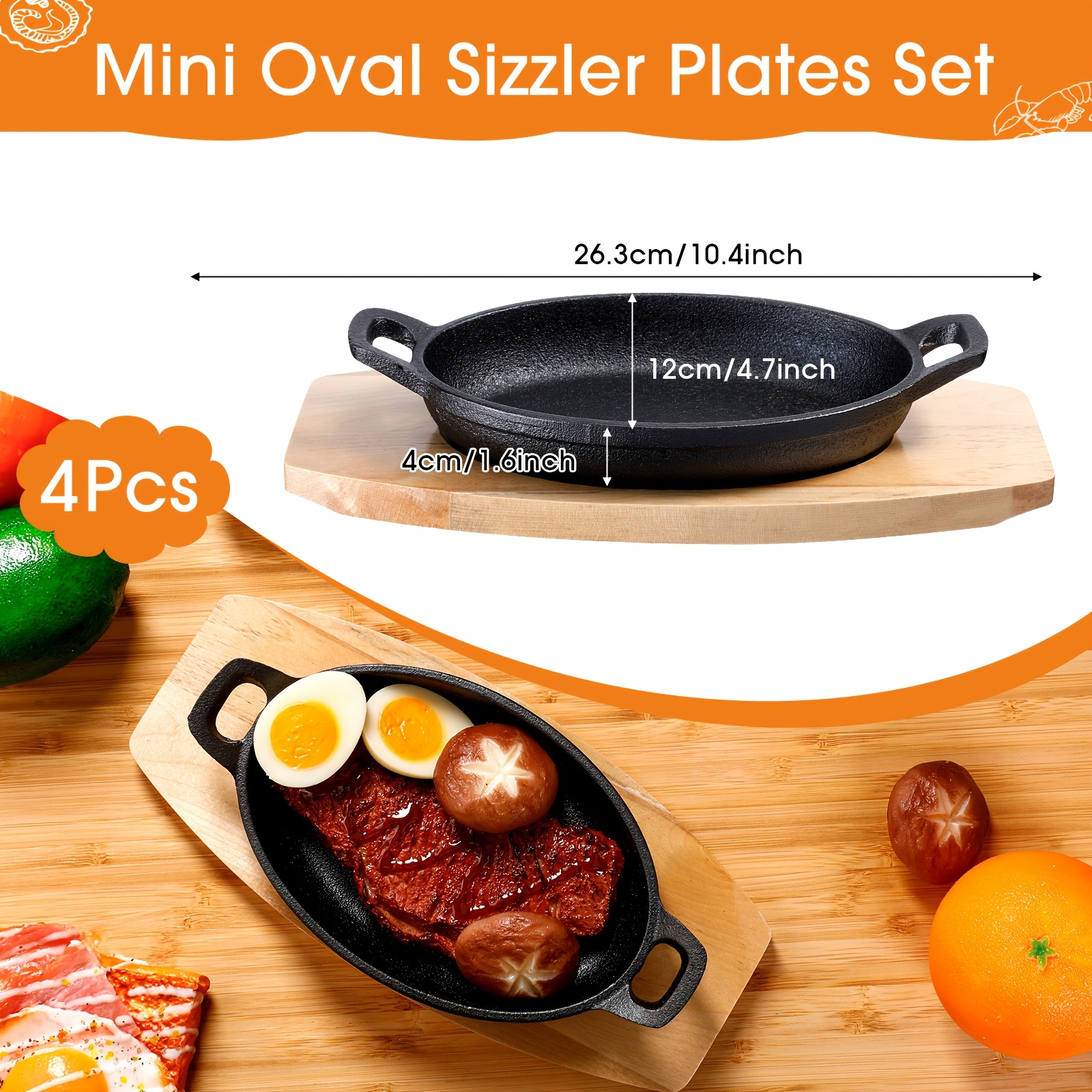 Set of 4 Mini Cast Iron Skille - Kitchen Glass Baking Set avis et prix