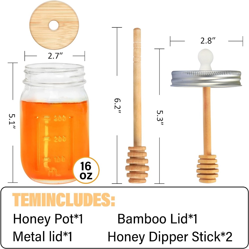 16oz Glass Honey Jar with Hone - Kitchen Glass Baking Set avis et prix