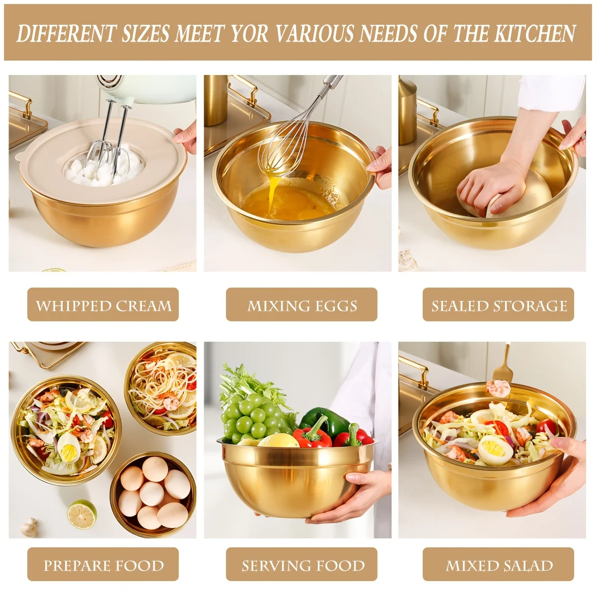 10-piece gold stainless steel  - Kitchen Baking Bowls avis et prix