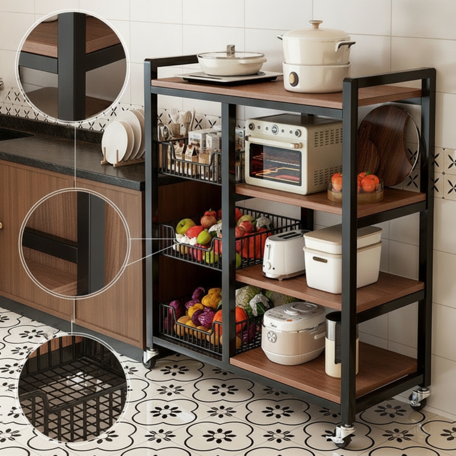 Kitchen Storage Rack Multi-Tie - Kitchen Baking Cart avis et prix