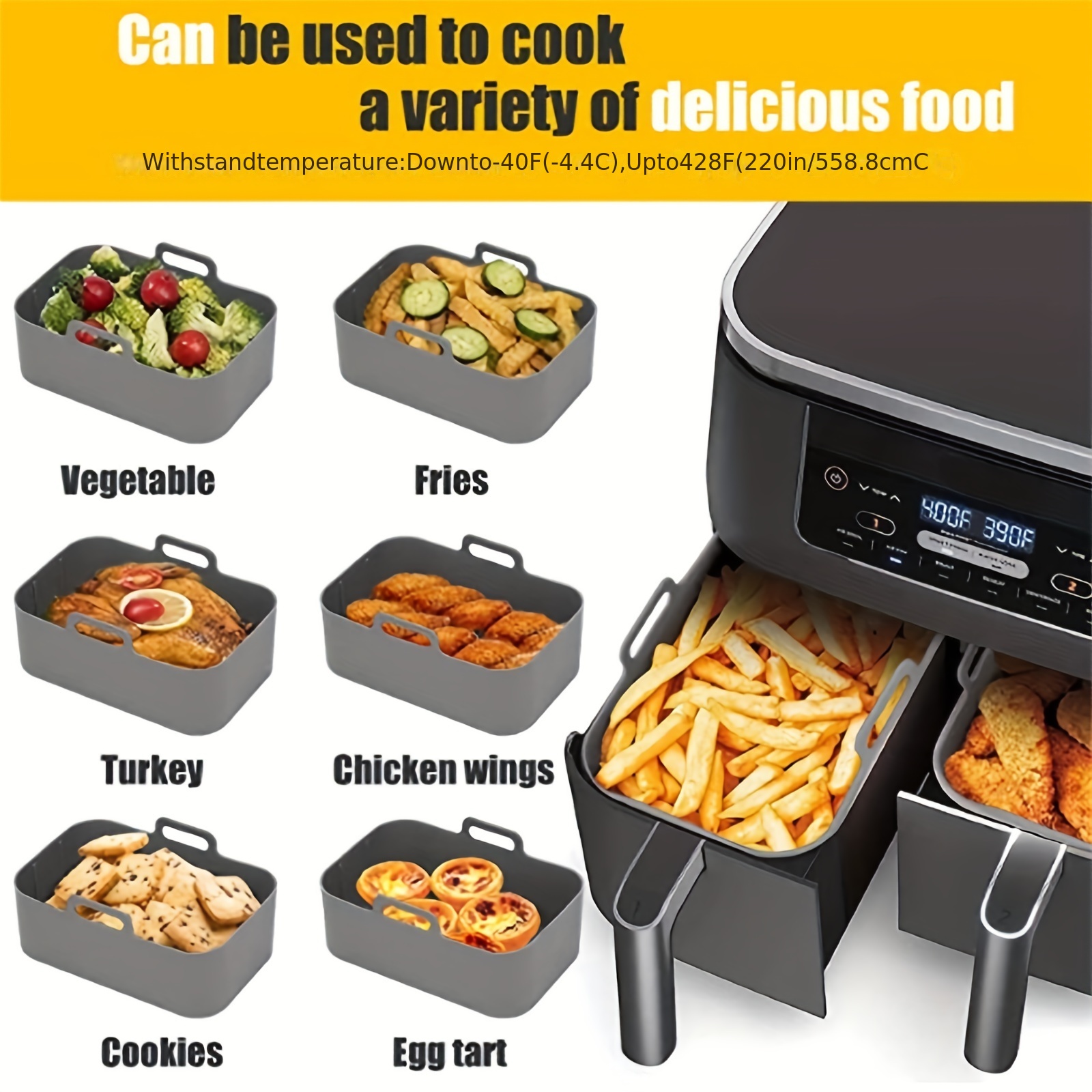 1/2Pcs Air Fryer Silicone Tray - Kitchen Baking Oven avis et prix