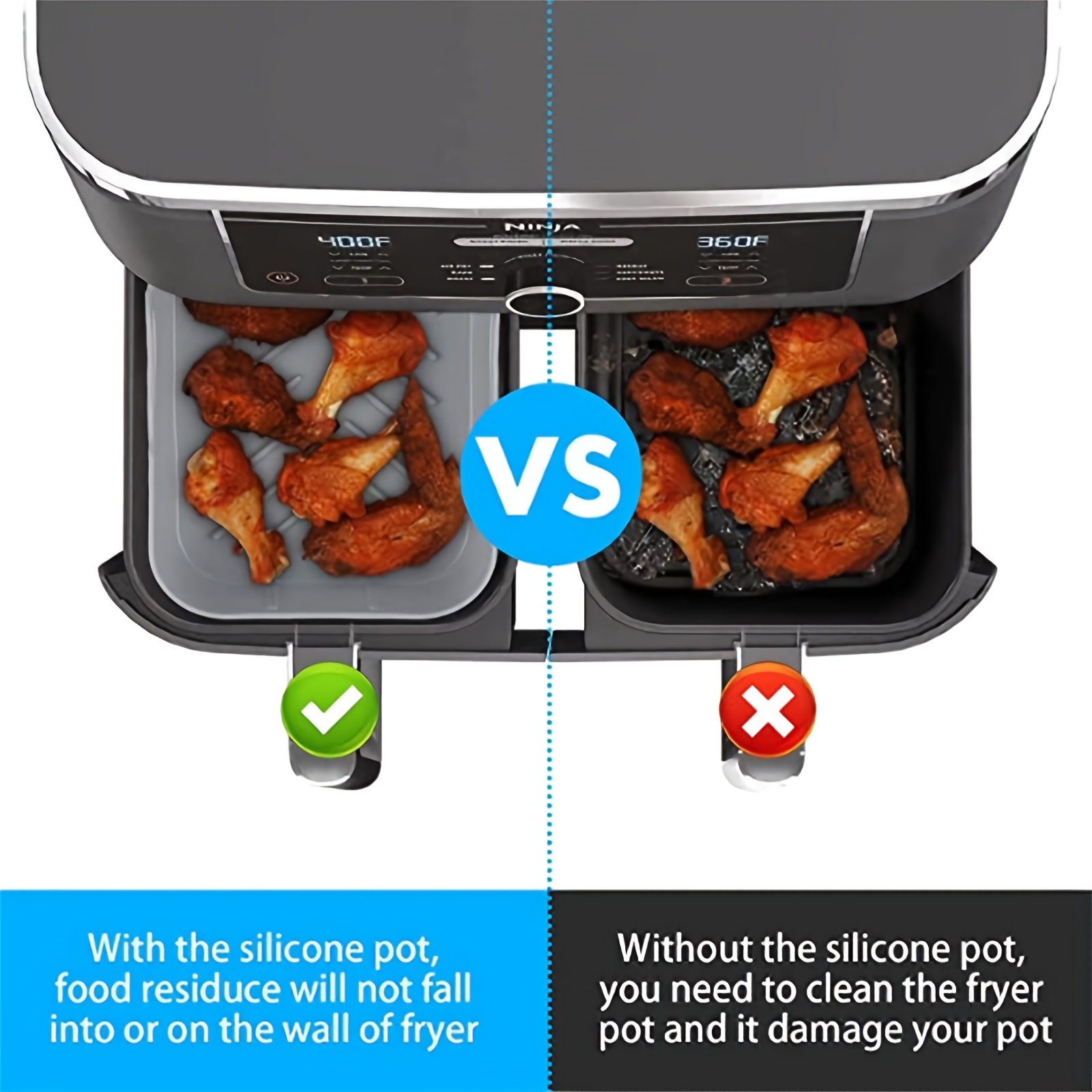 1/2Pcs Air Fryer Silicone Tray - Kitchen Baking Oven avis et prix