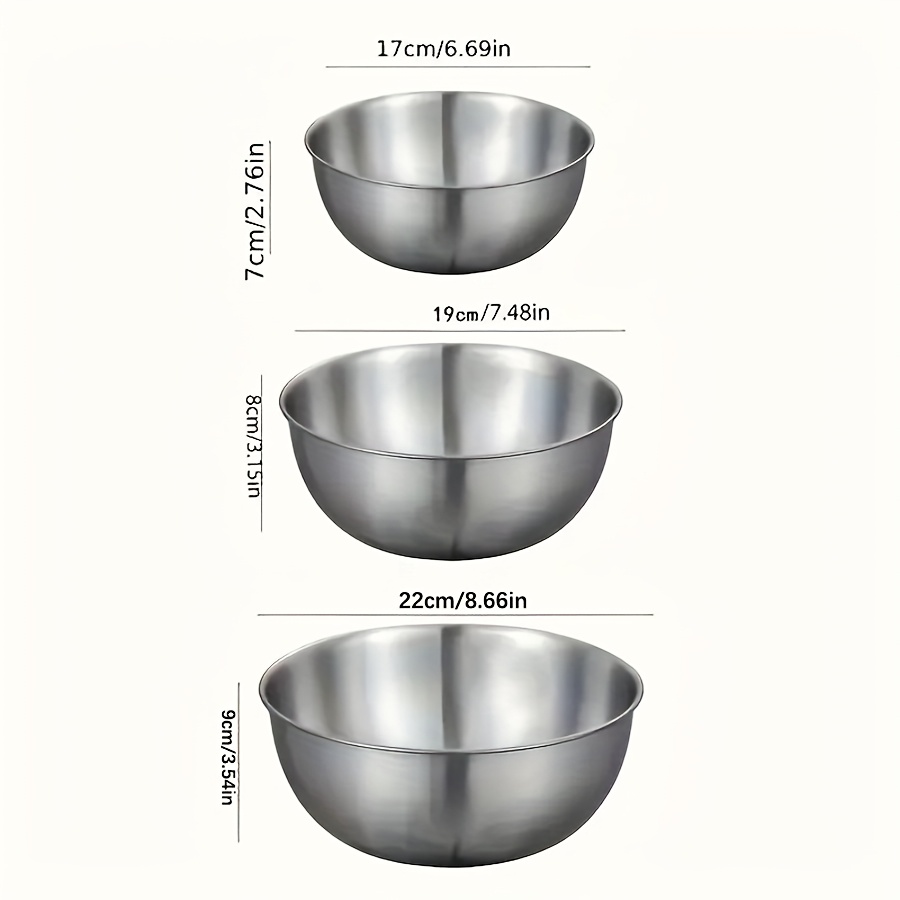 3pcs Stainless Steel Salad Bow - Kitchen Baking Bowls avis et prix