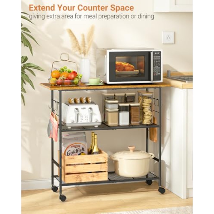 Kitchen Island with 3 Shelves, - Kitchen Baking Cart avis et prix