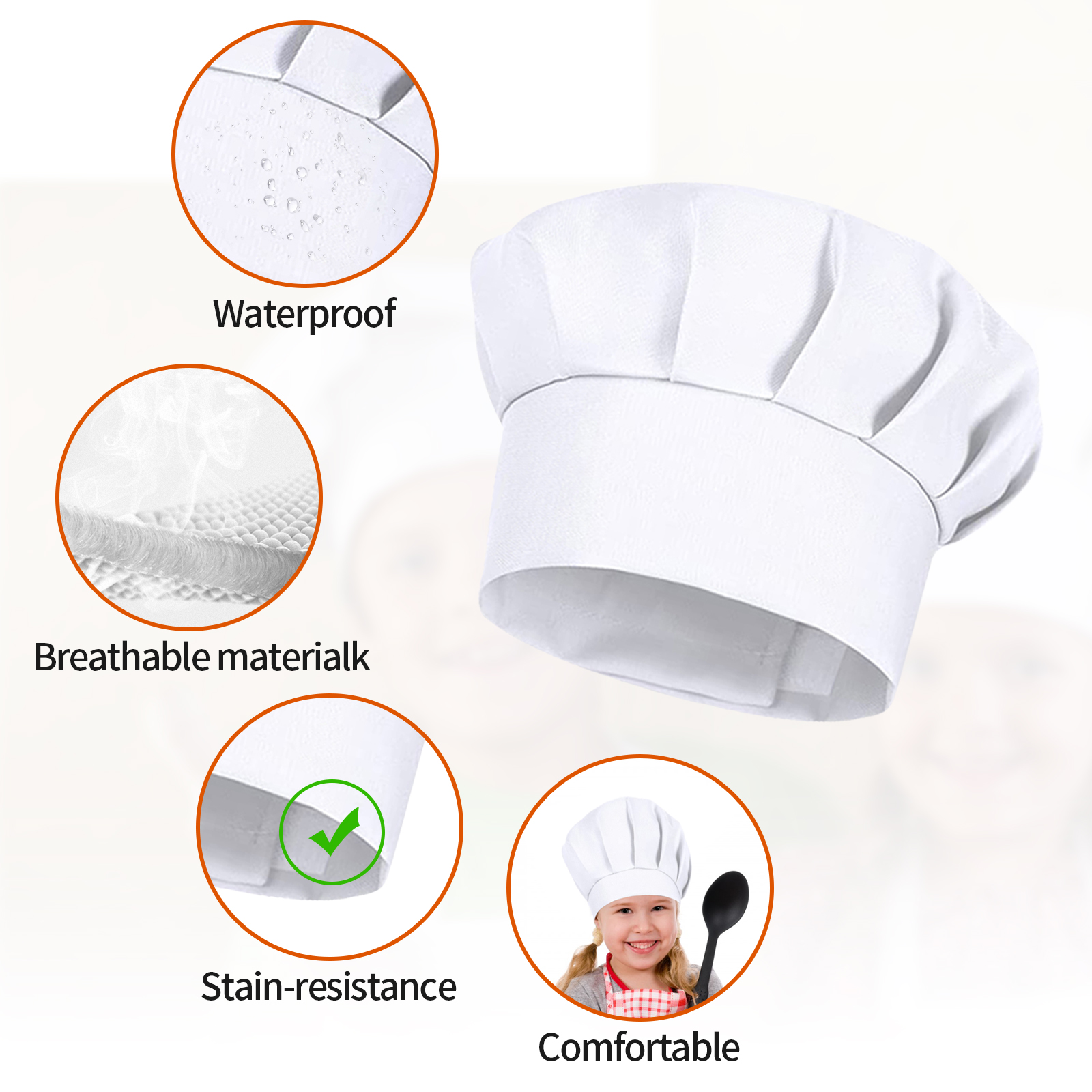 4PCS White Party Cap Hat Costu - Baking Kitchen For Kids avis et prix