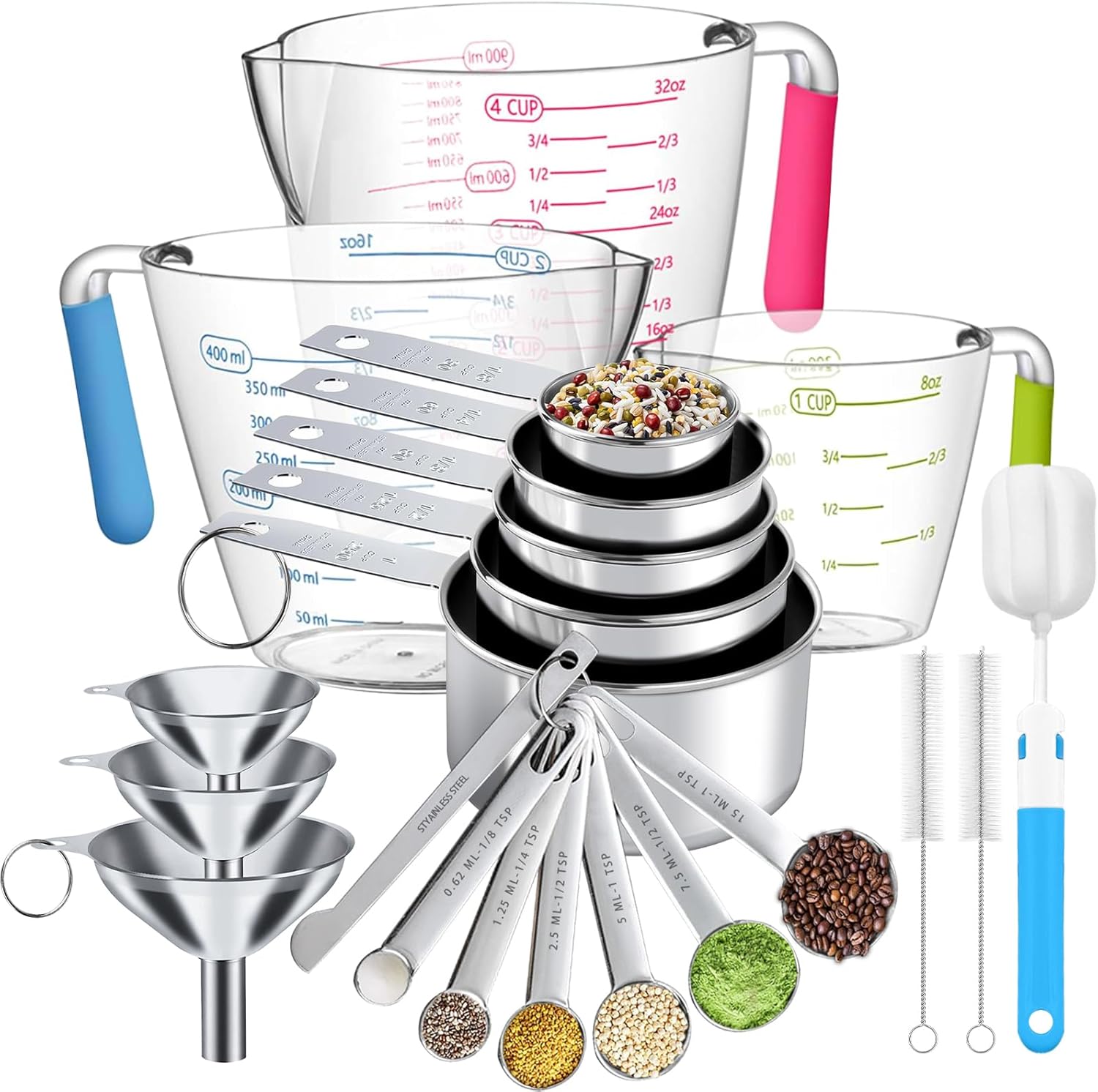 21-Piece Measuring Cups and Sp - Kitchen Glass Baking Set avis et prix